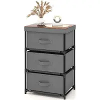 KOMFOTTEU Kommode mit 3 abnehmbaren Schubladen & faltbar, Aufbewahrungsschrank aus Stoff, robuster Metallrahmen, 20 x 48 x 76 cm (L x B x H) (Grau)