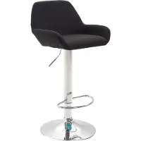 BellaFurn Barhocker Stoff - Sitzhocker - Lackierte Rückenlehne - Höhenverstellbar | Farbe: Schwarz | Grundfarbe: Chrom