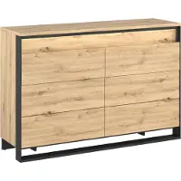 Mirjan 24 Kommode 6S Quant QS-04 mit 6 Schubladen, gedämpftem Schließsystem, LED-Beleuchtung (Farbe: Artisan Eiche / Artisan Eiche + Schwarz)