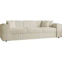 Mirjan 24 Schlafsofa Santos Cord, Polstersofa mit Schlaffunktion, Polsterlehnen fest montiert, Kissen-Set (Farbe: Poso 100)