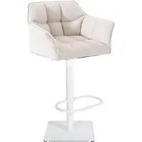 BellaFurn Barhocker mit Stoffpolsterung - Küchenhocker - Höhenverstellbar, Gestell aus Edelstahl Farbe: Weiß | Grundfarbe: weiß