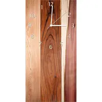 Wallario Design Wanduhr Holzmuster - Oberfläche mit Holzmaserung VIII aus Echtglas, Größe 30 x 60 cm