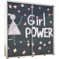 Furniture24 Schwebetürenschrank PENELOPA 205 Schrank Kleidereschrank mit Grafiken Girl power