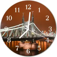 Tulup Glasuhr Wanduhr Küchenuhr Echt-Glas 30fi cm Brücke mehrfarbig