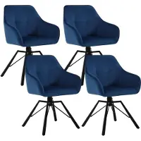 Woltu 4 x Esszimmerstuhl drehbar, Polsterstuhl, mit Samtbezug, Blau