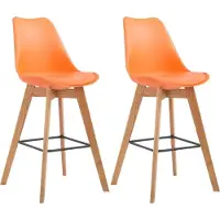 BellaFurn 2-teiliges Barhocker-Set - Hohe Sitzmöbel - Bequemes und modernes Design | Kleidungsfarbe: Naturfarbe: Orange