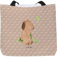 Mr. & Mrs. Panda Schultasche Hund Kleeblatt - Hundeglück - Geschenk, Tote Bag, Laptoptasche, Tasche, Tragetasche, Einkaufstasche, Neuanfang, Sprüche, Viel Glück