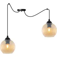 Light11 HOME Riffle Spider Hängelampe Schwarz 2 Flache Honigkugellampe E27
