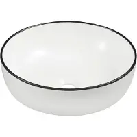 Kerra Keramik Waschbecken KR-98 WH/BL weiß glänzend mit schwarzem Rand