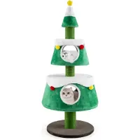 Northix Weihnachtskatzenbaum mit 2 Höhlen, Sisalstämmen und Plüschtieren