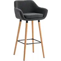 In And OutdoorMatch Luxus Barhocker Katrine - Dunkelgrau - 4-Bein-Gestell - Ergonomische Barstühle - 1er Set - Mit Rückenlehne - Armlehne - Fußstütze - Für Küche und Bar - Gepolsterte Sitzgelegenheit