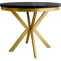 Mirjan 24 Tisch Edder 120, Esszimmer Tisch, Beine aus Stahl (Farbe: Gold / Black Pietra Grigia)