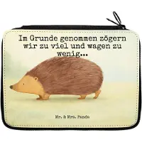 Mr. & Mrs. Panda Mäppchen Igel Herzen Design - Weiß - Geschenk, Kuss, Lustige Sprüche, Schreibmappe, Federtasche, Bleistiftetui, Liebe, Herz, Leben, Etui für Stifte
