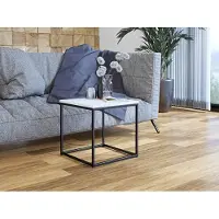 Mirjan 24 Cubo S, Stilvoll Kaffeetisch, Design Tisch, Wohnzimmer, Loft Stil (Farbe: Schwarz Matt / Weiß Hochglanz)