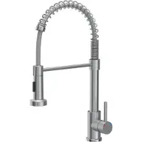 Quadron Küchenarmatur Mischbatterie 360°, SALMA NEW SteelQ, Farbe: Stahl, Höhe: 44,5 cm, Armatur Küche aus Edelstahl, Wasserhahn für Küche