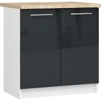 Akord Küchenschrank OLIWIA S80 Weiß 80 cm Front Graphit Glanz B80 x H85 x T46 cm