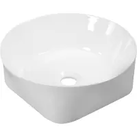 Kerra Keramik Waschbecken KR-919 weiß glänzend rund mit quadratischer Grundfläche