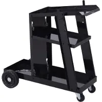 Northio Schweißwagen Schweißgerätwagen Mit 3 Regalen, Gasflaschenwagen, Sicherheitskette, Schwarz, 71X39X70 Cm