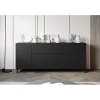 MINIO go for it , LOKET Sideboard 180 cm – Stilvolle Kommode mit hohen Füßen, geräumig, praktisch, Graphit Schwarz Farbe