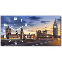 Tulup Wanduhr aus Glas – 60x30 cm - Glasbild - Glasuhr - Gehärtetes Glas - weisse-zeiger - Big Ben London