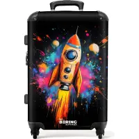 NoBoringSuitcases.com Großer Koffer - Rakete im Weltraum mit Graffiti - Kombinationsschloss TSA - Hartschalen Trolley 4 Rollen - 72 liter - Reisekoffer - 66 cmKoffer Mittelgroß 67x43x25 cm, 72L,