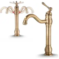 ARI Waschbeck armatur, Wasserhahn Bad Retro, Messing, Hochdruck, mit Regulierung von Wasserfluss und Wassertemperatur