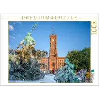 CALVENDO Puzzle Berlin - Neptun-Brunnen und Rotes Rathaus | 1000 Teile Lege-Größe 64 × 48 cm Foto-Puzzle für glückliche Stunden