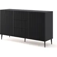 Furnlux Classic FURNLUX Sideboard Ravenna B Schwarz 150cm / Hauptfarbe: Schwarz / Abmessungen: 150 x 87 x 42 cm