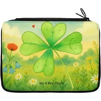 Mr. & Mrs. Panda Mäppchen Blume Kleeblatt Design - Weiß - Geschenk, Glücksbringer, Etui, Umzug, Schuletui, Garten, Motivation, Federmappe, Federmäppchen, Neuer Job, Glück