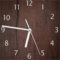 Wallario Design Wanduhr Holz-Optik Textur dunkelbraunes Holz aus Echtglas, Größe 20 x 20 cm