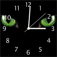 Wallario Design Wanduhr Grüne Katzenaugen bei Nacht aus Echtglas, Größe 30 x 30 cm