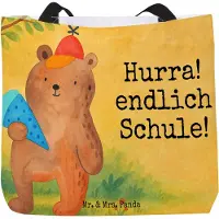 Mr. & Mrs. Panda Tote Bag Bär Schultüte Design - Weiß - Geschenk, Tasche, Schulbeginn, Reisetasche, Stoffbeutel, Erster Schultag, Tragebeutel, Schulanfang, Grundschule