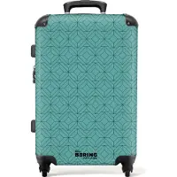 NoBoringSuitcases.com Hartschalen Koffer Mittelgroß 67x43x25 cm, 72L, Druck für Männer: Blau mit schwarzem geometrischem Muster, Reisekoffer mit 4 Rollen