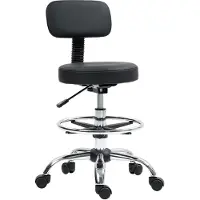 Fortuna Lai Bürostuhl, Ergonomischer Zeichenstuhl, Höhenverstellbar Computerstuhl mit Fußring, Schreibtischstuhl, Drehstuhl für Wohnzimmer, Büro, Kunstleder, Schwarz