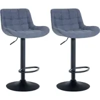 BellaFurn 2-teiliges Set eleganter Barhocker - Barhocker - Höhenverstellbar | Farbe: Blau | Material: Staub