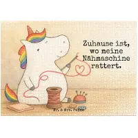 Mr. & Mrs. Panda Puzzle Einhorn Näherin Design 1500 Teile - Weiß - Geschenk, Unicorn, 2000, 1000, Basteln, Puzzlespiel, Einhörner, 500, Stricken, Freundin