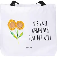 Mr. & Mrs. Panda Tote Bag Blume Sonnenblume - Weiß - Geschenk, Stoffbeutel, Vertrauen, Lieblingsmensch, Strandtasche, Garten, Tasche, Sonnenblumen, Freundin, Reisetasche