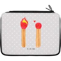 Mr. & Mrs. Panda Etui Streichhölzer - Grau Pastell - Geschenk, Mäppchen, Liebesgeschenk, Stifteetui, Liebesbeweis, Bleistiftetui, Schlampermäppchen, Federmäppchen
