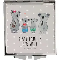 Mr. & Mrs. Panda Schminkspiegel Koala Familie zwei - Grau Pastell - Geschenk, Mini Spiegel, Für Unterwegs, klein, Zusammen, Kleiner, Muttertag, Koalabär, Klappspiegel