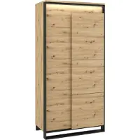 Furniture24 Kleiderschrank Quant QA-01 Schrank Drehtürenschrank 2 Türiger Wohnzimmerschrank mit LED Beleuchtung