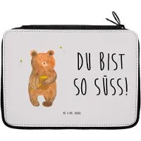 Mr. & Mrs. Panda Federmäppchen Bär Honig - Grau Pastell - Geschenk, Teddy, Federtasche, Partner, Etui, Schlampermäppchen, Liebe, Mäppchen, Bleistiftetui, Verliebte