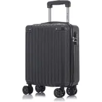 YONSLY Koffer Trolley Reisekoffer Suitcase, Rollkoffer Handgepäck ,mit 4 Rollen360°, Hartschalenreisekoffer, Zahlenschloss, Weicher Gummigriff(S, Schwarz)