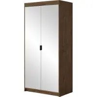 Mirjan 24 Kleiderschrank Elena 2D3S mit Frontspiegel, Drehtürenschrank, Garderobe mit zwei Drehtüren und drei Schubladen, Kleiderstange (Farbe: Lefkas Eiche)