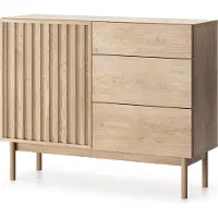Furniture24 Kommode Saori K1D3S Schubladenschrank 106X84X37 Cm 1 Tür 3 Schubladen Cremona Eiche