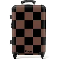 NoBoringSuitcases.com Hartschalen Koffer Mittelgroß 67x43x25 cm, 72L, Druck für Männer: Braun mit schwarzem Schachbrettmuster, Reisekoffer mit 4 Rollen