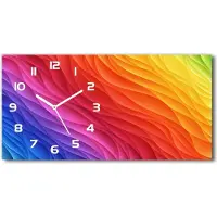 Tulup Wanduhr aus Glas – 60x30 cm - Glasbild - Glasuhr - Gehärtetes Glas - weisse-zeiger - Bunte Wellen