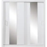 Masseno Schiebetürenschrank MIRA 200/215/60cm 2-türig mit Spiegel Weiß