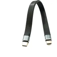System-S USB 3.1 Gen 2 Kabel 20 cm Typ C Stecker zu Stecker Flachkabel 10 Gbit/s 100W