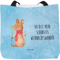 Mr. & Mrs. Panda Stoffbeutel Maus Weihnachten - Eisblau - Geschenk, Frohe, Tasche, Weihnachtsgruß, Tote Bag, Laptoptasche, Weihnachtswunder, Reisetasche, Pandatasche
