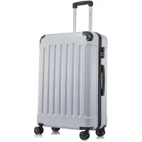 YONSLY Premium Reisekoffer TSA-Schloss,YKK-Reißverschluss Hartschalen-Koffer Trolley Kabinenkoffer Rollkoffer Suitcase Handgepäck (Silber, L)